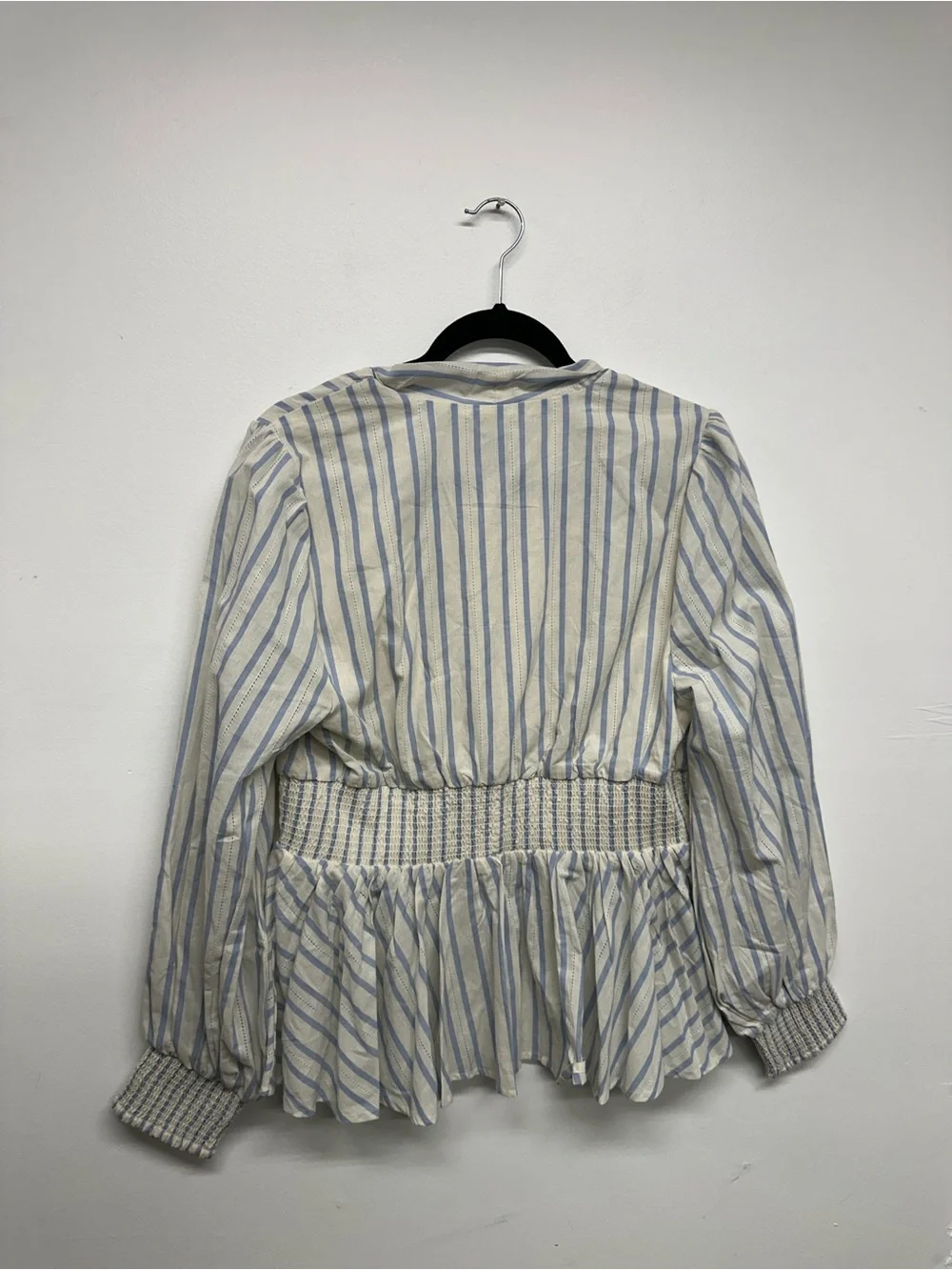Anthropologie Tommie Long-Sleeve Smocked Front-Zip Blouse